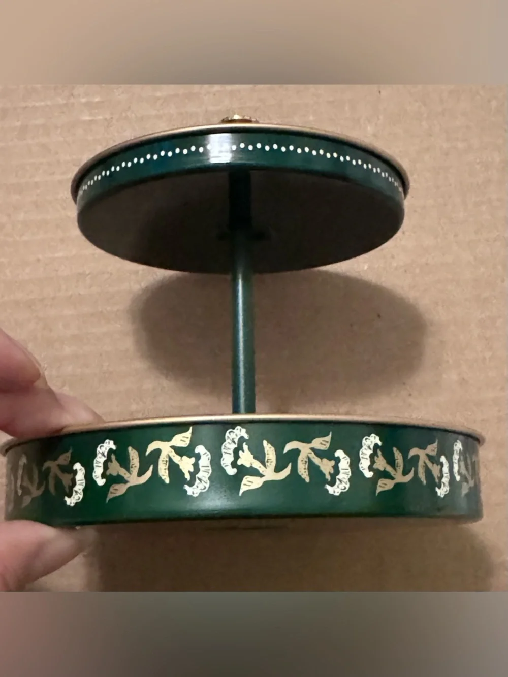 Ikea Holiday Edition. Two-Tier Green and Gold Decorative Tray